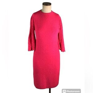 St John Knits Pink Crochet Sleeves Dress, S, EUC